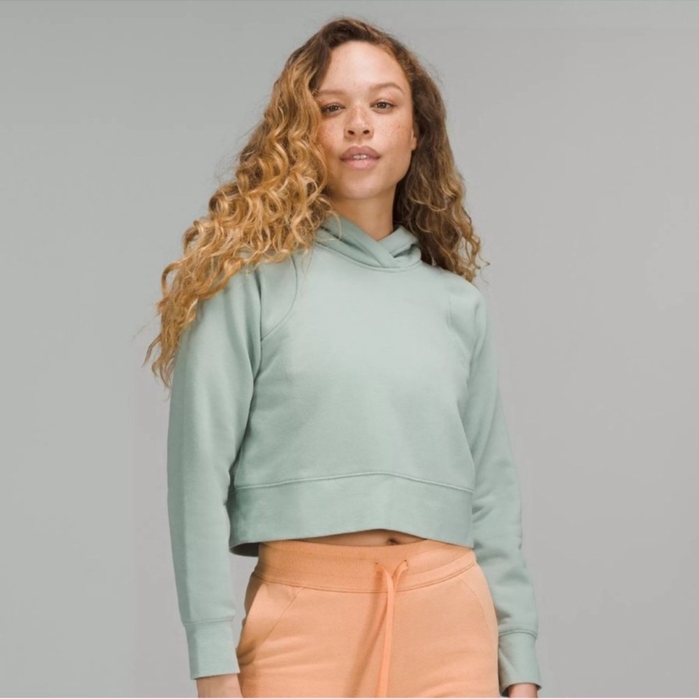 Lululemon loungeful light green crop hoodie sweatshirt